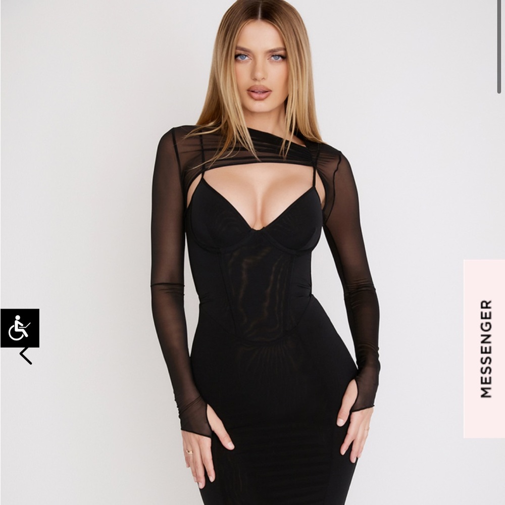 House of CB- BEATRICE 
BLACK CORSET MIDI DRESS